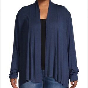 Bobeau Plus Cornflower Blue Waterfall Cardigan 2X